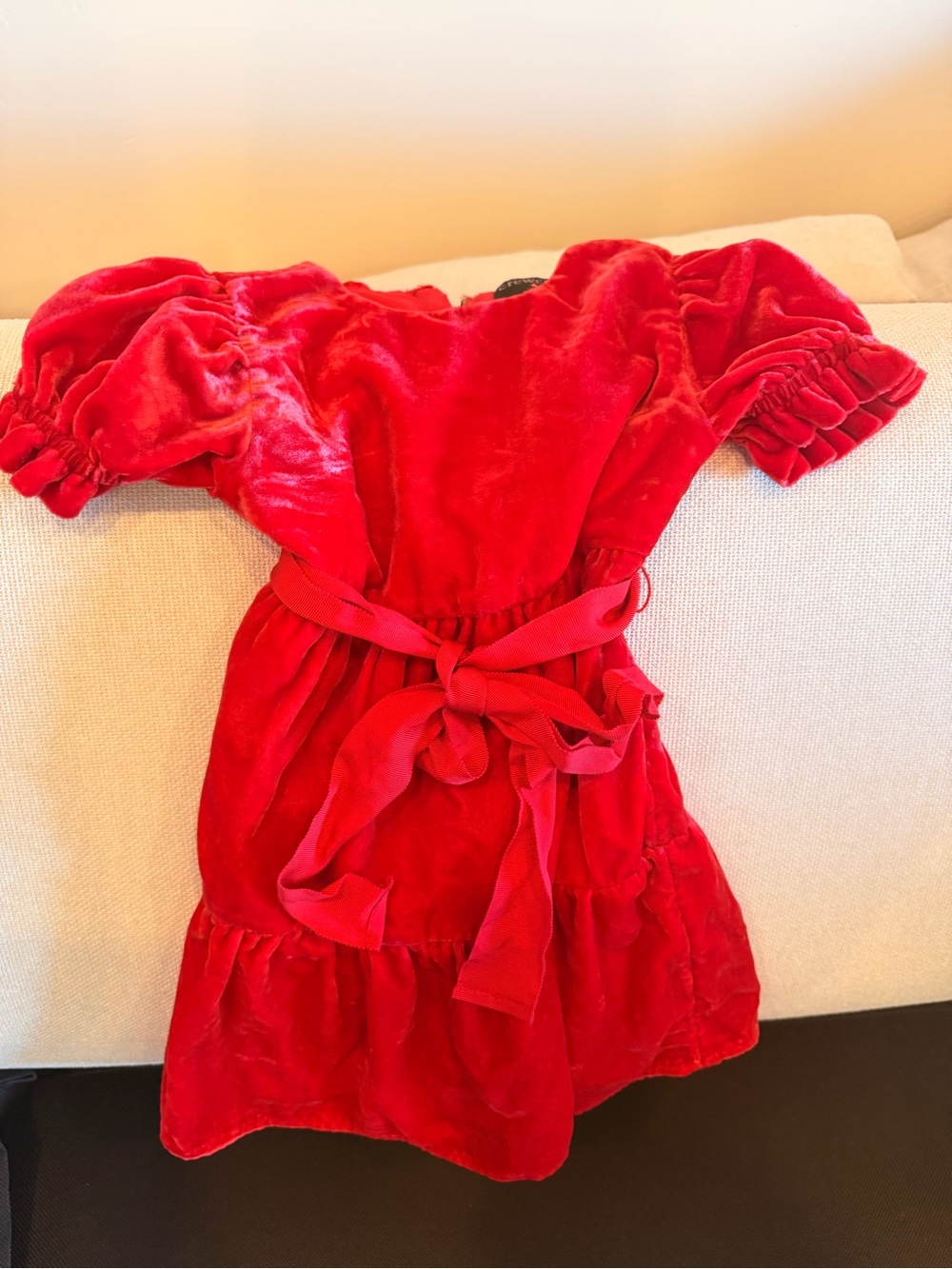 Red Velvet Girls' Costume Dress with Sash